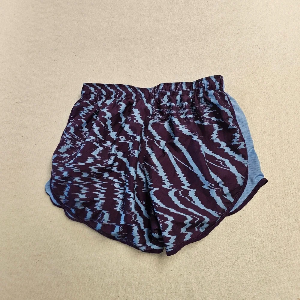 Nike Dri-FIT Tempo Running Shorts Purple Blue Abstract Print Womens Large L 3in